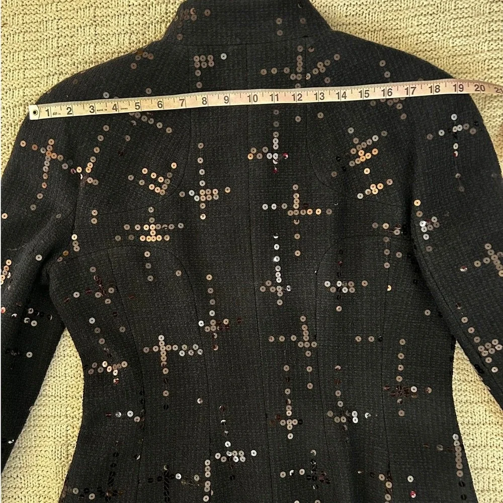 NWT Chanel 02A Black Sequin Tweed Skirt Suit Jacket Set P19919‎ FR 44 US 12
